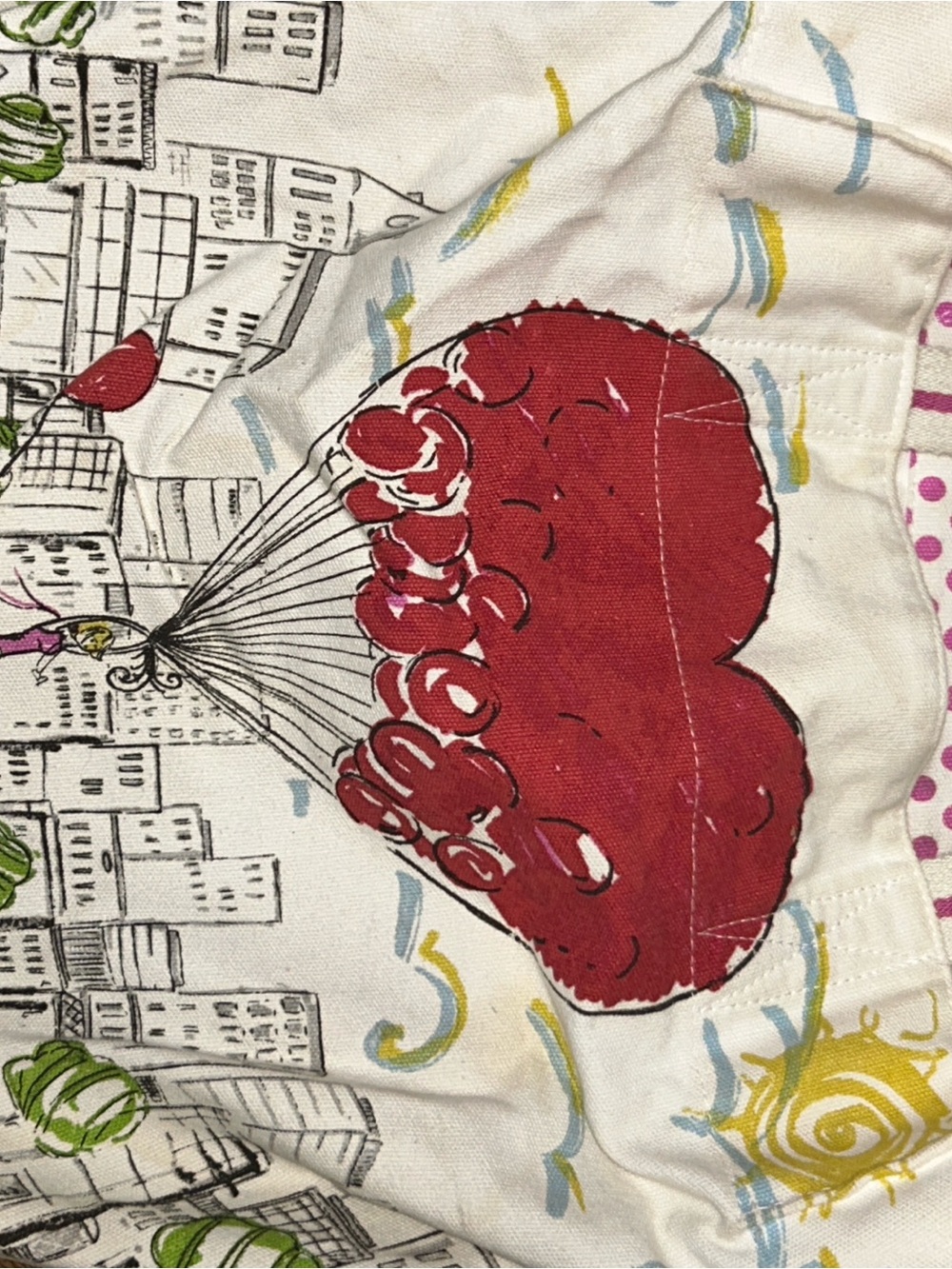 Brighton White Tote with Red Heart Balloon Print